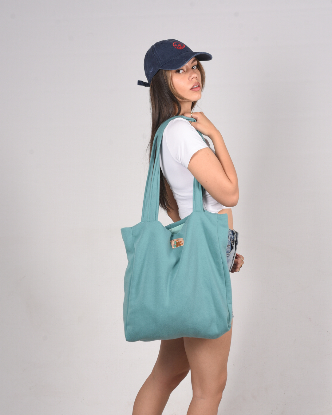 Teal tote bag