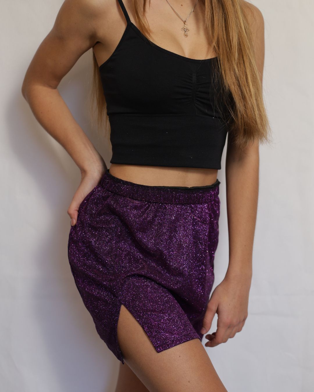 Glitter slit skirt