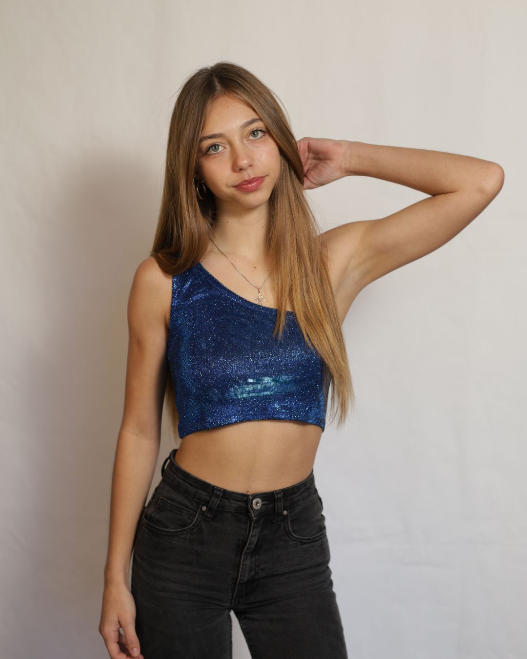 Glitter one strap crop tops  tops