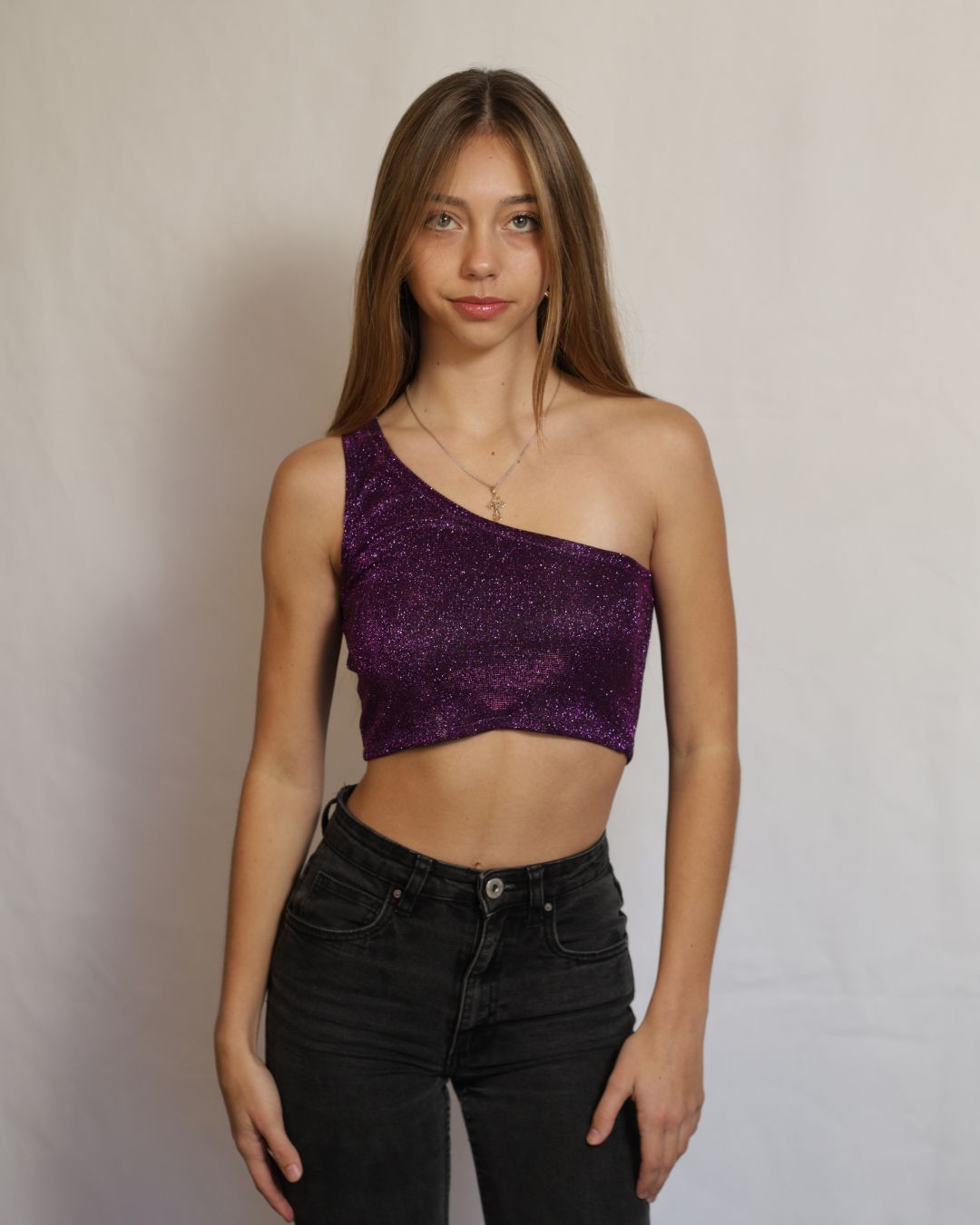 Glitter one strap crop tops  tops