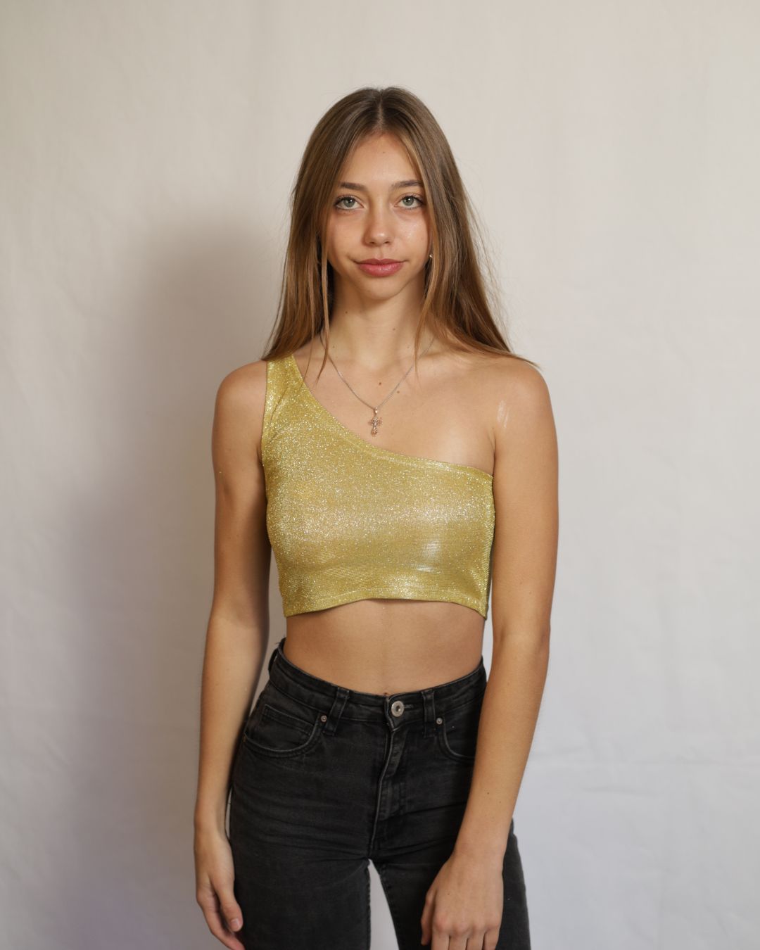 Glitter one strap crop tops  tops