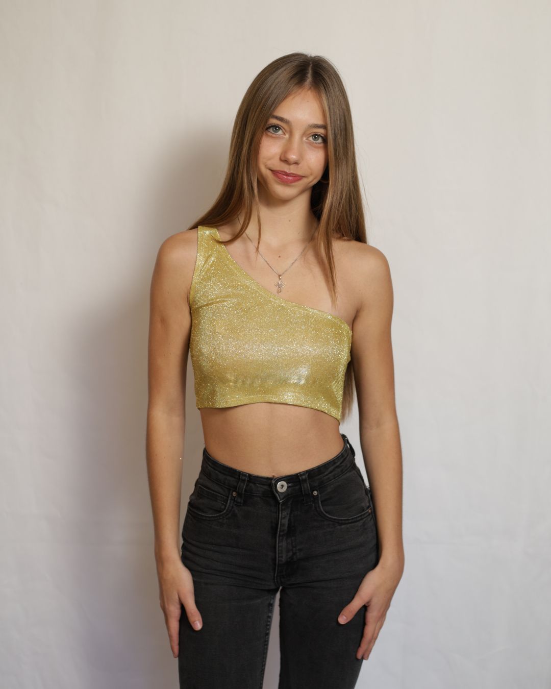 Glitter one strap crop tops  tops