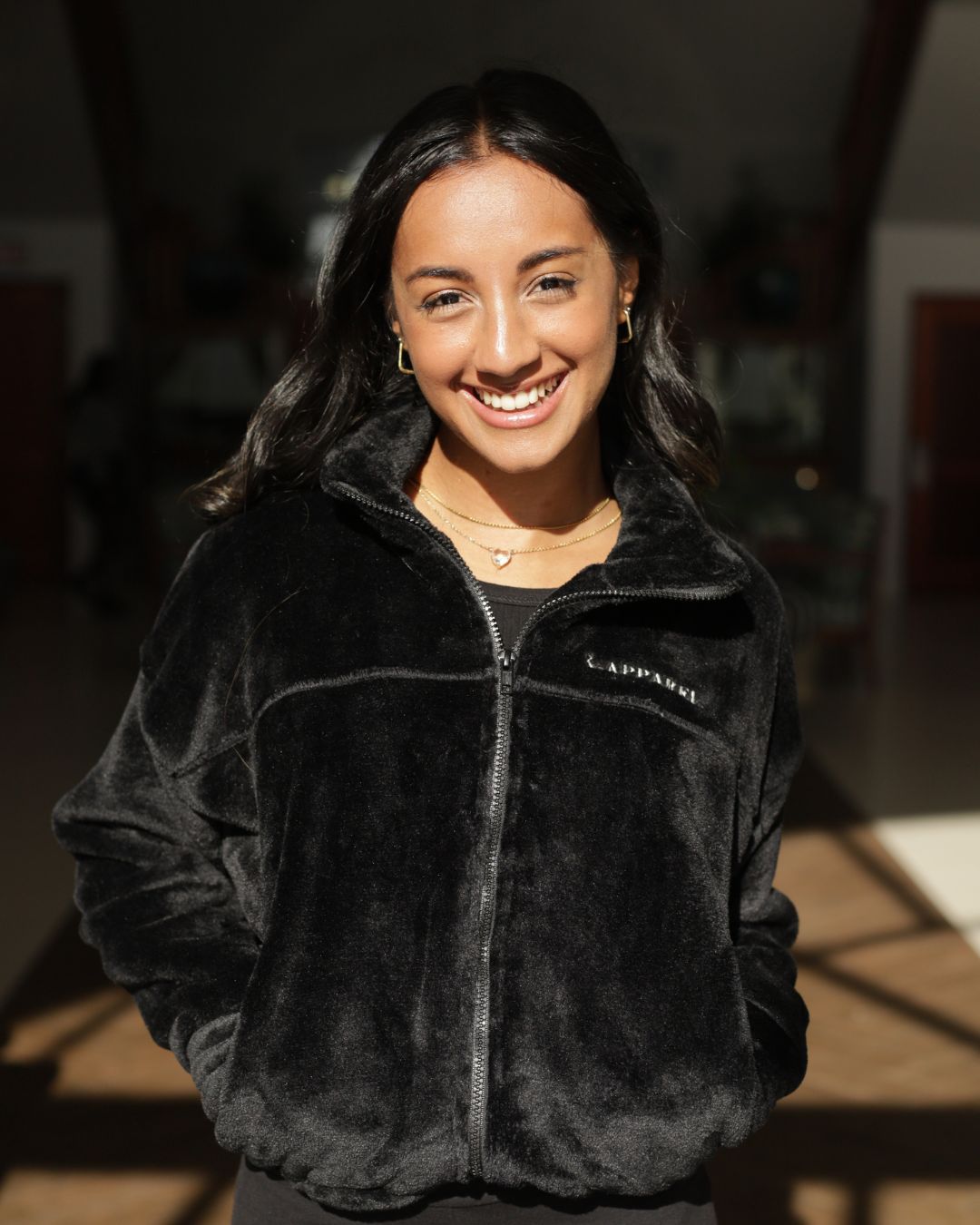 Black fluffy zip up jacket