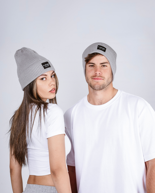 Grey knit beanie