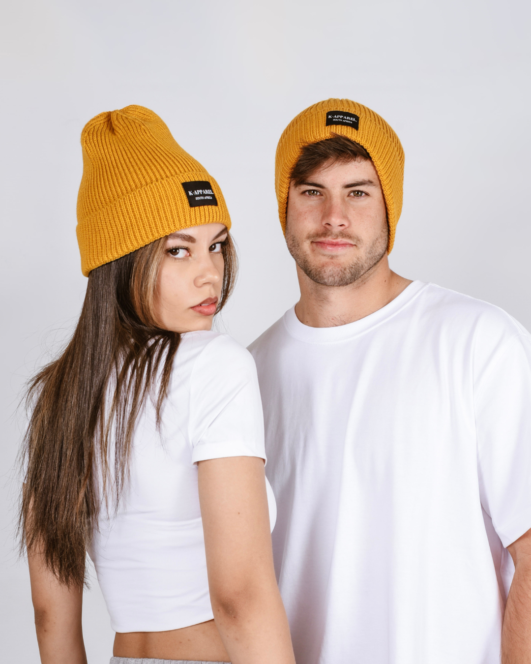 mustard knit beanie